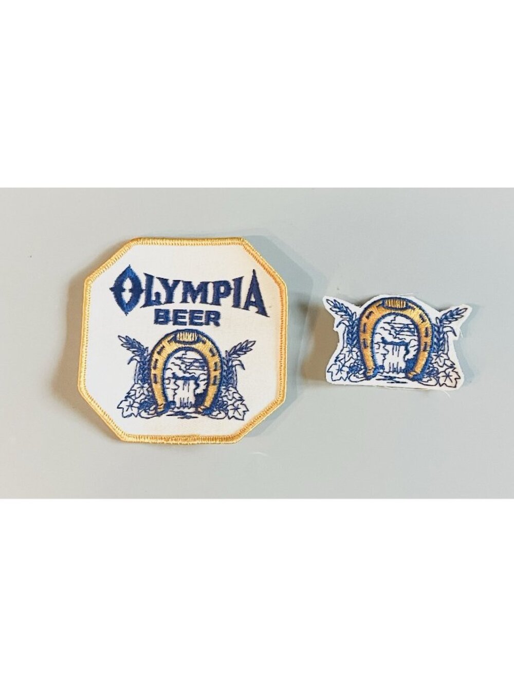 Vintage Olympia Beer Uniform Jacket Patches Lot Gold Horseshoe Logo 70s Retro